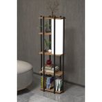 Retodesign 5 Raflı Lambaderli Kitap Rafı Kitaplıklı Lambader Atlantik Çam Siyah