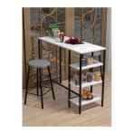 Retodesign RETODESİGN BEYAZ RAFLI YUVARLAK TABURELİ BAR TAKIMI 4651A