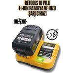 Retools Ultra Hızlı Şarj Cihazı Sarı Ve 10 Pilli Li-İon Batarya 21V/3.0Ah