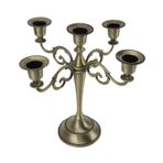 Retro 5 Kollu Şamdan Tutucu, Ev için Demir Dekoratif Merkez Parçası, Kilise, Şamdan, Mumluk, Mum Standı (Bronz)