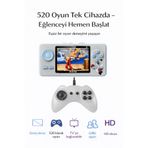 Retro Arcade 520 Oyunlu Taşınabilir Oyun Konsolu Şarjlı, TV Bağlantılı, Çift Kişilik Oynanabilir S5 GAMPED MAVİ