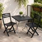 Retro Art 2 Kişilik Katlanabilir Plastik Masa Sandalye Takımı Balkon, Bahçe ve Teras Için Az Yer Kaplayan Set - Antrasit