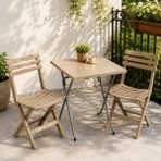 Retro Art 2 Kişilik Katlanabilir Plastik Masa Sandalye Takımı Balkon, Bahçe ve Teras Için Az Yer Kaplayan Set - Bej