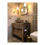 retro atölye Masif Ahşap Dresuar Banyo Dolabı