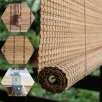 Retro Bambu Stor Perde, Güneşten Korunma için Doğal Ahşap Pencere Tonları, Pencereler, Kapılar ve Balkonlar için Dekoratif Kıvrımlı Perdeler, Yandan Çekme, G 110xY 220 cm/43x87 inç