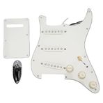 Retro Beyaz Elektro Gitar Önceli Pickguard Scratchplate Koruma Plakası Kurulum Paketi ST Oyuncuları Için (Siyah gemi fiş)