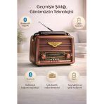 Retro Bluetooth Hoparlör - Şarjlı Ahşap Görünümlü Radyo - Çok Bantlı Taşınabilir Müzik Kutusu