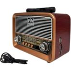 Retro Bluetooth Radyo ve Müzik Kutusu, Usb/sd/fm, Şık Tasarım - Ahşap - Ceviz