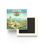 Retro Bolivya Sucre Şehri Temalı Vintage Buzdolap Magneti – 9x9 cm