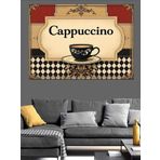 Retro Cappuccino Yazılı Poster Dekoratif Kanvas - Mdf Ahşap Tablo