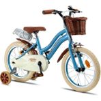 Retro Classic Özel Seri, Hasır Örme Sepetli, Deri Elcikli 16 Jant Çocuk Bisikleti, 4-6 Yaş Çocuk Bisikleti (95-115CM), Unisex - Açık Mavi