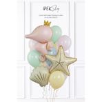 Retro Deniz Atı, Deniz Yıldızı ve İstiridye Folyo Balonlu Balon Seti Set247