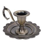 Retro El Şamdan Tutucu Vintage Kolu Standı Çinko Alaşım Avrupa Tarzı Masa Mum Işığı Standı Ev Dekorasyon (Antik Bronz)