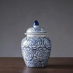Retro Geleneksel Mavi ve Beyaz Zencefil Kavanoz Vazo Çin Tarzı Çin Mavi ve Beyaz Zencefil kavanoz Antika Porselen Vazo,G16,5xy25cm,W16.5xh25cm
