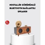 Retro Gramofon Tasarımlı Bluetooth Hoparlör – 3D Stereo Ses, 1800 Mah Batarya Nemere