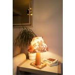 retro home design Ahşap Ayaklı Kahverengi Çiçek Detaylı Silindir Masa Lambası Dekoratif Abajur Salon Yatak Odası