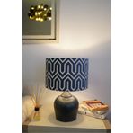 retro home design Antrasit Ayaklı Dokuma Desenli Kumaş Şapkalı El Yapımı Abajur Masa Lambası Salon Yatak Odası