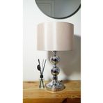 retro home design Bal Kumaş Şapkalı Krom Ayaklı Dejavu Modern Abajur Masa Lambası Dekoratif Salon Yatak Odası