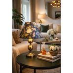 retro home design Eskitme Dejavu Ayaklı Lacivert Çiçek Kadife Kumaş Şapkalı Dekoratif Yatak Odası Salon Abajur