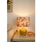 retro home design Hardal Renk Ayaklı Silindir Çiçek Baskılı Abajur Masa Lambası Salon Yatak Odası