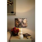 retro home design Krem Ayaklı Silindir Mor Çiçek Desenli Kadife Kumaşlı Masa Lambası Abajur Salon Yatak Odası
