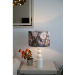 retro home design Krem Özel Ayaklı Kadife Kumaş Mor Çiçekli Silindir Şapkalı Dekoratif Masa Lambası Abajur