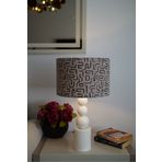 retro home design Özel Krem Ayaklı Kadife Kumaş Silindir Labirent Desenli Dekoratif Abajur Yatak Odası Salon