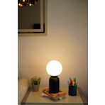 retro home design Siyah Ayaklı Beyaz Opal Camlı Masa Lambası Abajur 1 Adet Salon Yatak Odası