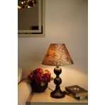 retro home design Siyah Dejavu Konik Kadife Kumaşlı Kahverengi Çiçekli Masa Lambası Abajur Salon Yatak Odası