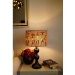 retro home design Siyah Dejavu Silindir Baskı Kumaşlı Kuba Desenli Masa Lambası Abajur Salon Yatak Odası