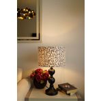 retro home design Siyah Dejavu Silindir Beyaz Kadife Kumaşlı Labirent Desenli Masa Lambası Abajur Salon Yatak Odası