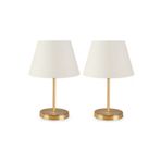 retro home design Soft İkili Gold Boyalı Krem Şapkalı Abajur Masa Lambası Modern
