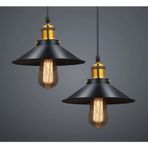 Retro Ikili Siyah Yuvarlak Metal Sarkıt Avize 30 Cm En