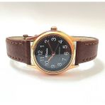 Retro Kadın Deri Kol Saati, Minimal Tasarım, Rose Gold Renk, Vintage Tasarım, Kahverengi - Standart