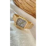 Retro Kadın Kol Saati, Vintage Tasarım, Minimal Tasarım, Gold Rengi Metal Kordon - Standart