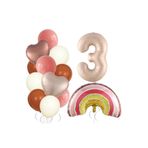 Retro Kalp Rakam Gökkuşaği Yaş Balon Set, 3