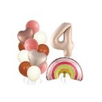 Retro Kalp Rakam Gökkuşaği Yaş Balon Set, 4