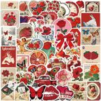Retro kırmızı çıkartma, estetik çıkartma, 50 adet, kaykay, grafiti, çıkartma, motosiklet, bisiklet, snowboard, bagaj, dizüstü bilgisayar, araba çantası, çocuklar ve gençler için, su geçirmez vinil