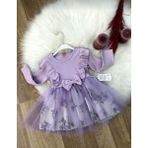 Retro Kız Çocuk Tütülü Lila Prenses Elbise - 3 Yaş - 01-Lila