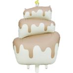 Retro Krem Renkli 3 Katlı Yaş Pasta Folyo Balon 56X96 cm - Krem - Beyaz
