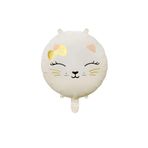 Retro Krem Renkli Kedi Kitty Folyo Balon 18 inç 45 Cm
