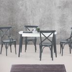 Retro Masa Çarpı Çıtalı Tonet Sandalye, Beyaz, 125X80