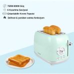 Retro Mavi Iki Dilim Ekmek Kızartma Makinesi, Şık ve Pratik Tasarım - Ahşap - Ceviz