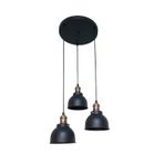 Retro Metal Dekoratif 3 Lü Siyah Rustik Avize Çap:30 Cm