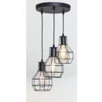 Retro Metal Siyah 3 Lü Dekoratif Kafes Rustik Sarkıt Avize 30 Cm