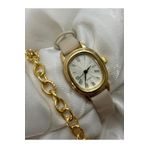 Retro Minimal Deri Kordon Vintage Oval Gold Kasa Kadın Kol Saati Bej Rengidir