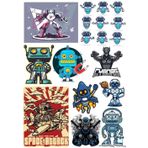 Retro Robot Sticker Set 13 Parça Telefon, Tablet, Defter, Laptop Sticker