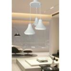 Retro Rustik Model Modern Beton Görünümlü 3'Lü Beyaz Sarkıt Avize Cafe Yatak Odası Ofis Salon Mutfak