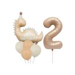 Retro Şapkali Dinazor Folyo Balonlu Yaş Balon Set, 2