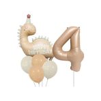 Retro Şapkali Dinazor Folyo Balonlu Yaş Balon Set, 4